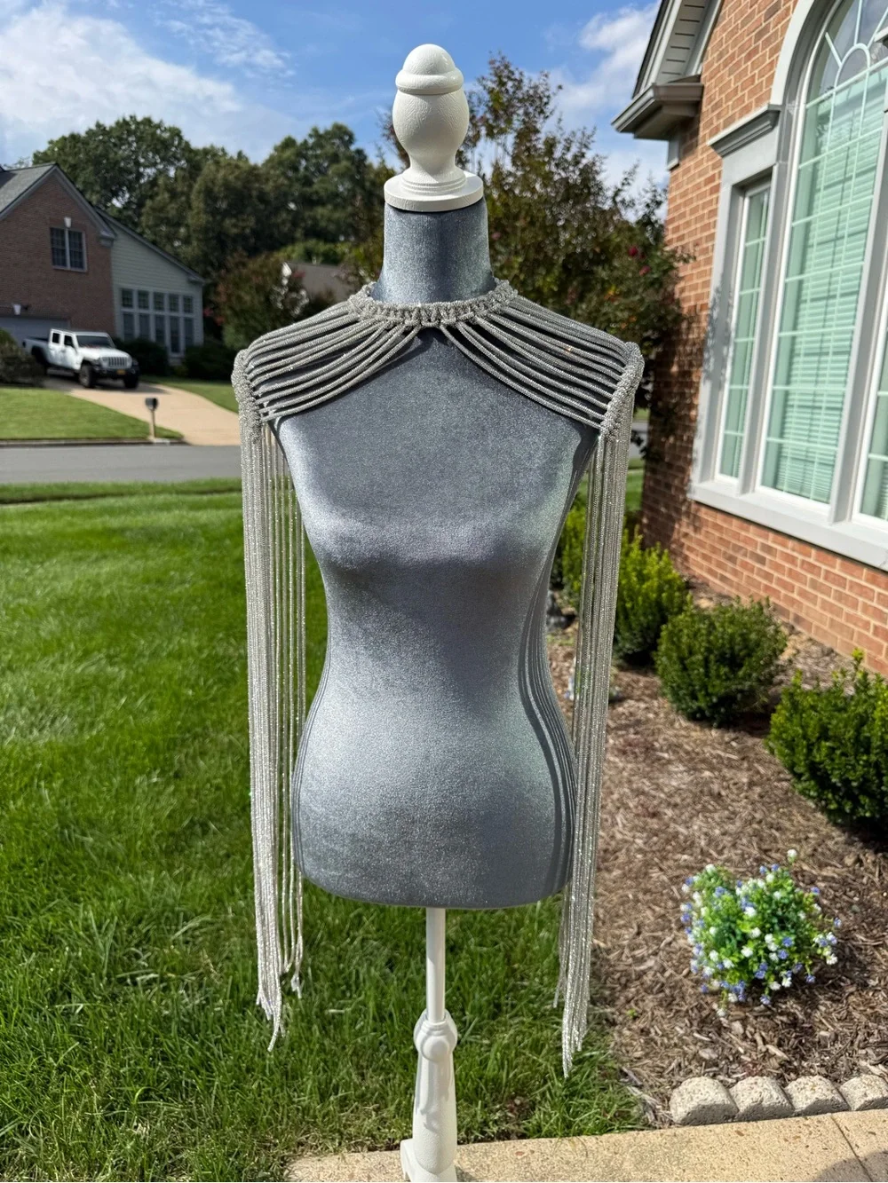 Crystal Fringe Statement Collar Cape - Silver Sparkly Stunning!